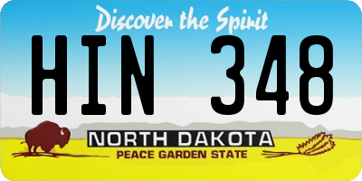 ND license plate HIN348