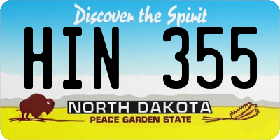 ND license plate HIN355