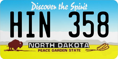 ND license plate HIN358