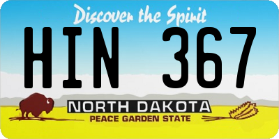 ND license plate HIN367