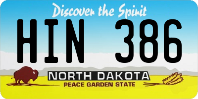 ND license plate HIN386