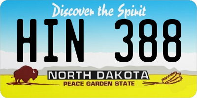 ND license plate HIN388