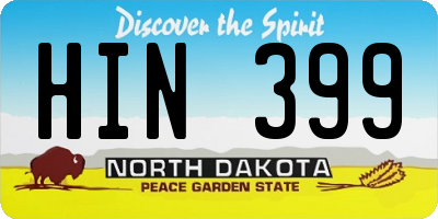 ND license plate HIN399