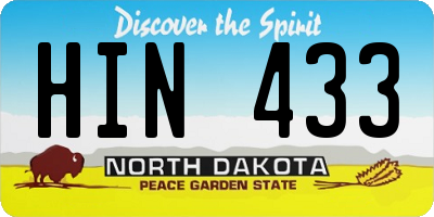 ND license plate HIN433