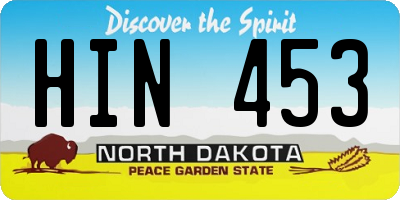 ND license plate HIN453