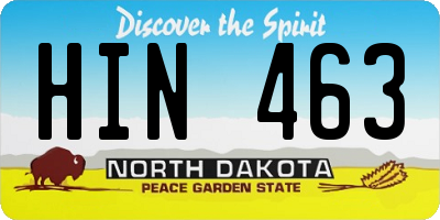 ND license plate HIN463