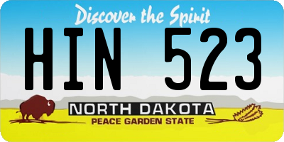 ND license plate HIN523