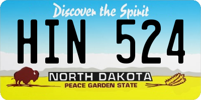 ND license plate HIN524