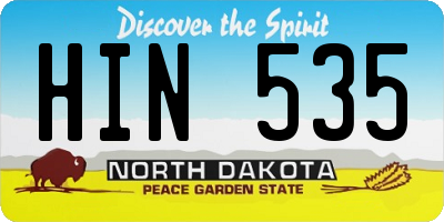 ND license plate HIN535