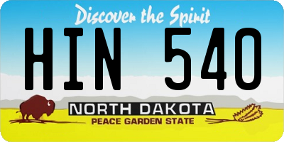 ND license plate HIN540