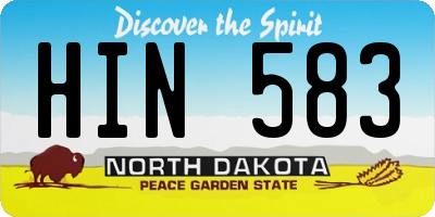 ND license plate HIN583