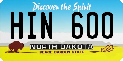 ND license plate HIN600