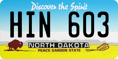 ND license plate HIN603