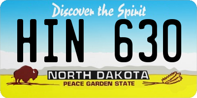 ND license plate HIN630