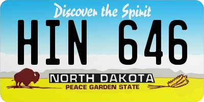 ND license plate HIN646
