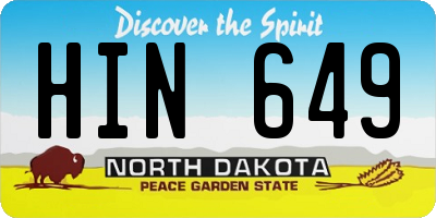 ND license plate HIN649