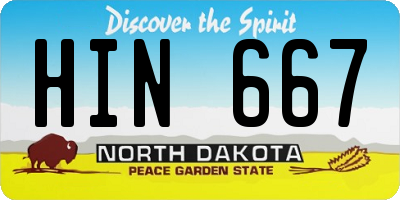 ND license plate HIN667