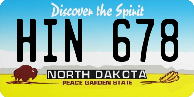 ND license plate HIN678
