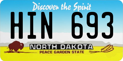 ND license plate HIN693