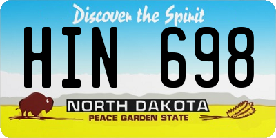 ND license plate HIN698