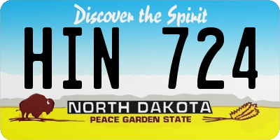ND license plate HIN724