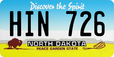 ND license plate HIN726