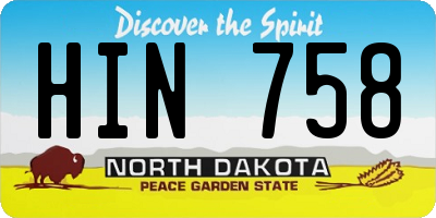 ND license plate HIN758