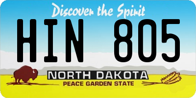 ND license plate HIN805