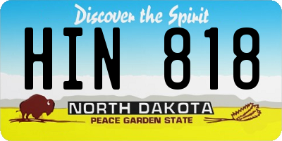ND license plate HIN818