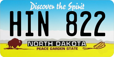 ND license plate HIN822