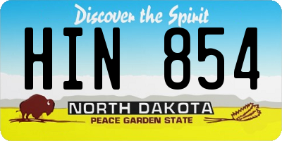 ND license plate HIN854
