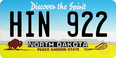 ND license plate HIN922
