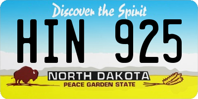 ND license plate HIN925