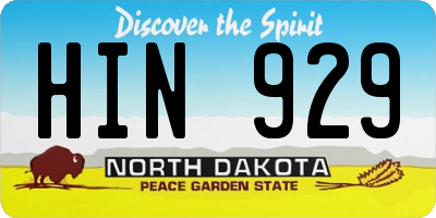 ND license plate HIN929