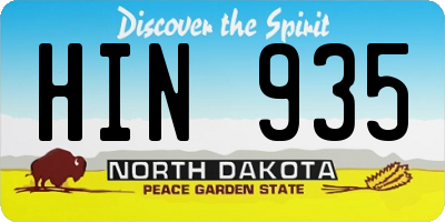 ND license plate HIN935