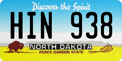 ND license plate HIN938