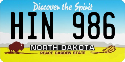 ND license plate HIN986