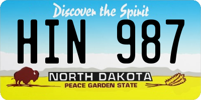 ND license plate HIN987