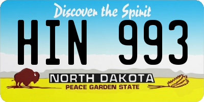 ND license plate HIN993