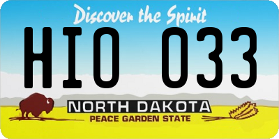 ND license plate HIO033