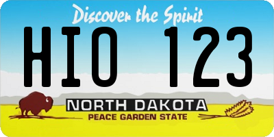 ND license plate HIO123