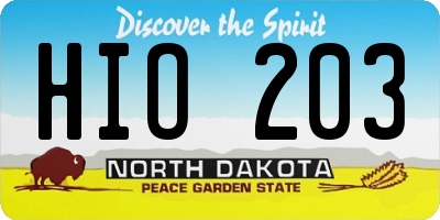 ND license plate HIO203
