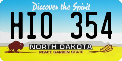 ND license plate HIO354