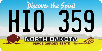 ND license plate HIO359