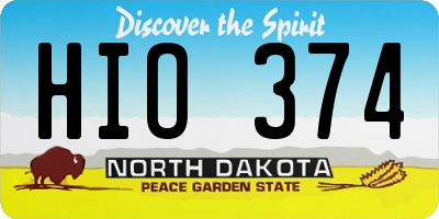 ND license plate HIO374