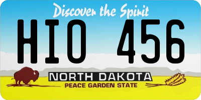 ND license plate HIO456