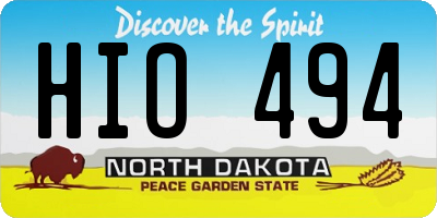 ND license plate HIO494