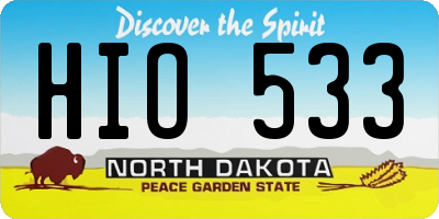 ND license plate HIO533