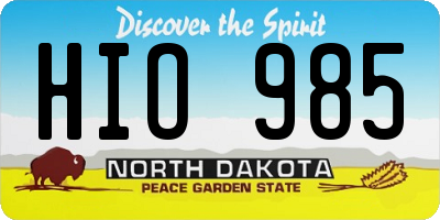 ND license plate HIO985