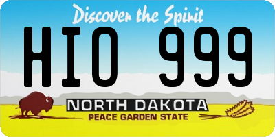 ND license plate HIO999